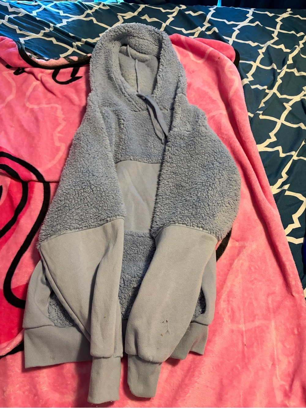 Forever 21 Light Blue Sherpa Hooded Pullover